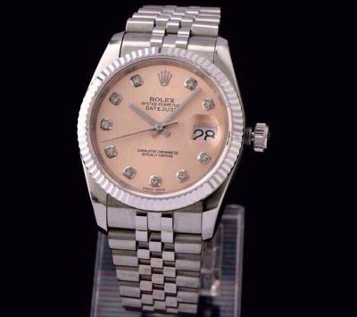 ROLEX DATEJUST SWISS ETA3135 WATCH PINK DIAMOND FACE